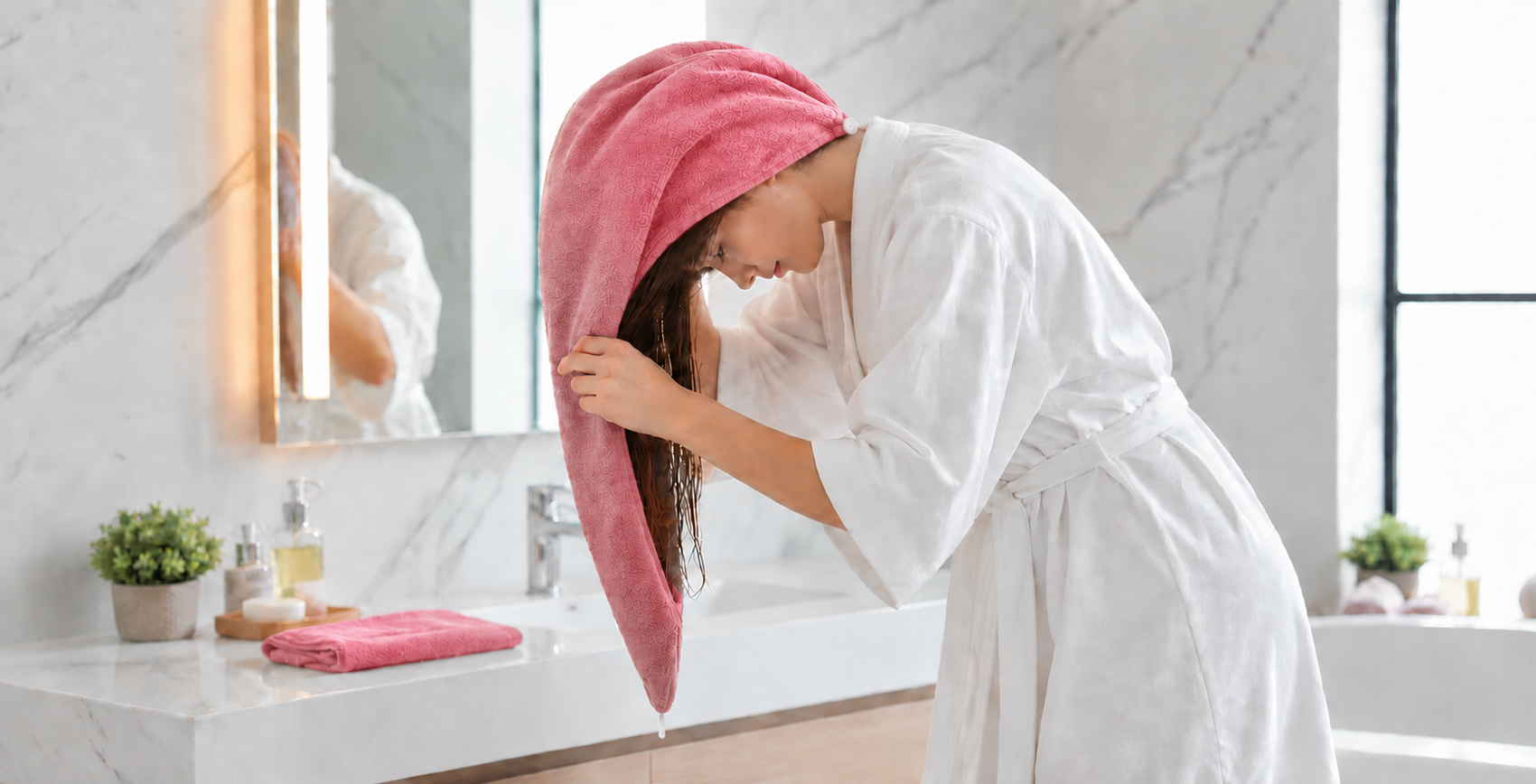 Wrap your hair in the microfiber towel